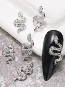 20 件银色蛇饰品 Y2K 趣味蛇饰品 DIY 节日装饰 指甲饰品 指甲宝石 指甲用品 - 銀色 - 查看 3