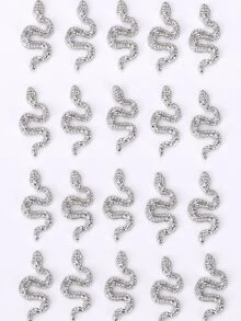 20 件银色蛇饰品 Y2K 趣味蛇饰品 DIY 节日装饰 指甲饰品 指甲宝石 指甲用品 - 銀色 - 查看 7
