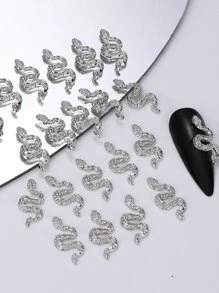 20 件银色蛇饰品 Y2K 趣味蛇饰品 DIY 节日装饰 指甲饰品 指甲宝石 指甲用品 - 銀色 - 查看 1