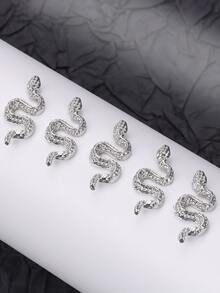 20 件银色蛇饰品 Y2K 趣味蛇饰品 DIY 节日装饰 指甲饰品 指甲宝石 指甲用品 - 銀色 - 查看 5