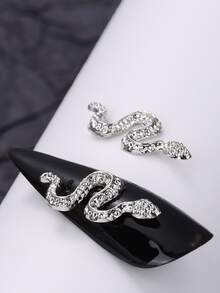 20 件银色蛇饰品 Y2K 趣味蛇饰品 DIY 节日装饰 指甲饰品 指甲宝石 指甲用品 - 銀色 - 查看 4