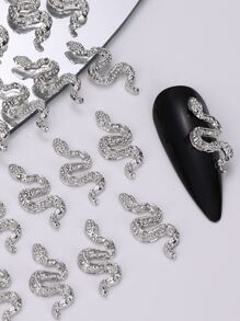 20 件银色蛇饰品 Y2K 趣味蛇饰品 DIY 节日装饰 指甲饰品 指甲宝石 指甲用品 - 銀色 - 查看 6