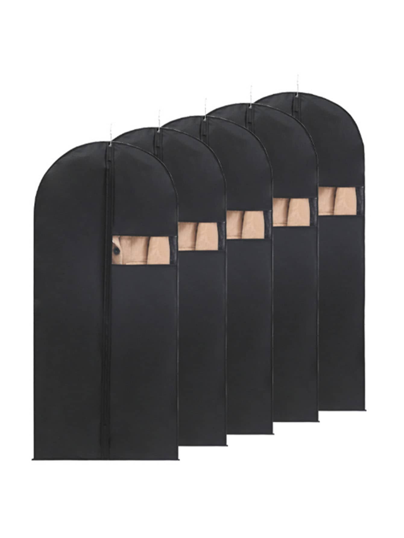 1入組新設計無紡布織物黑色拉鍊防塵套適用於和大衣 - 黑色 - 查看 2