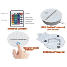 1入組3d獨角獸夜燈帶遙控和触摸控制，創意光學錯覺LED檯燈適用於臥室、假日、家庭、床頭裝飾16顆變色環境燈，送女生最好節日和生日禮物 - 彩色 - 查看 8
