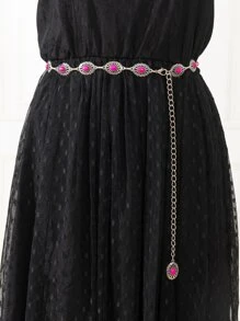 1pc Women's Vintage Fashionable Burgundy Waist Chain