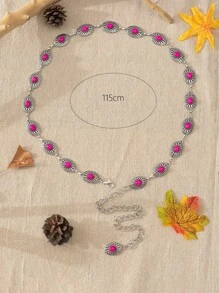 1pc Women's Vintage Fashionable Burgundy Waist Chain