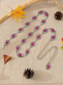 1pc Women's Vintage Fashionable Burgundy Waist Chain