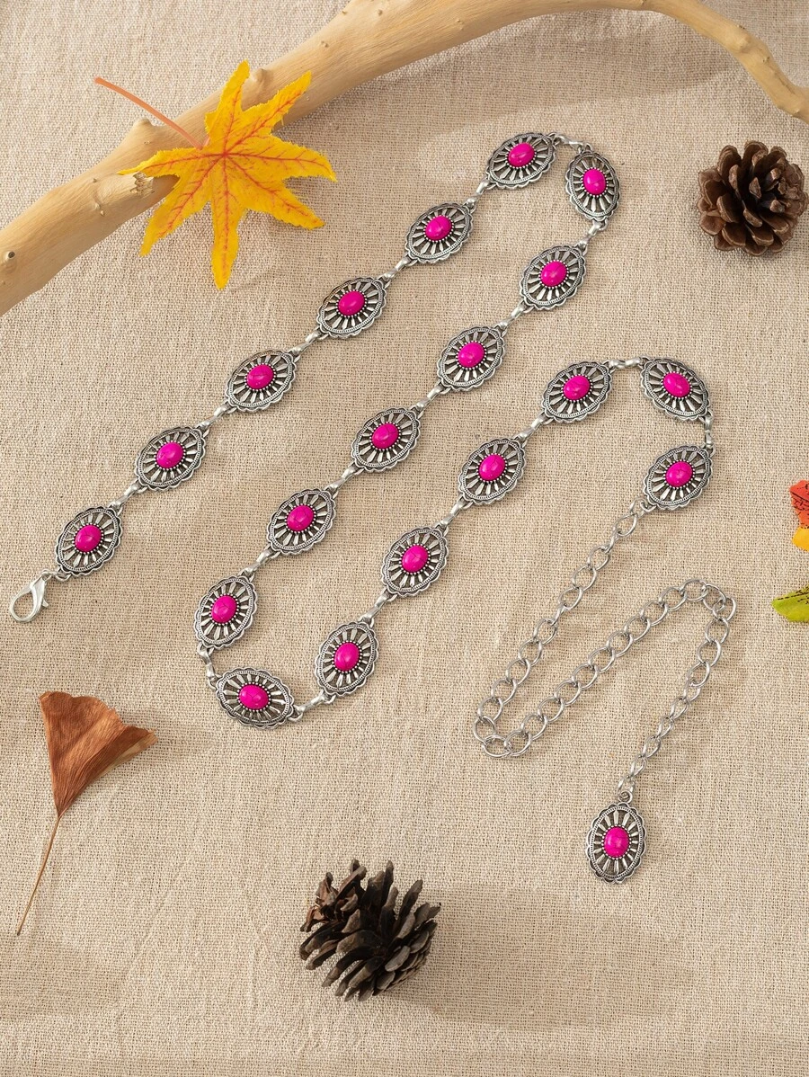 1pc Women's Vintage Fashionable Burgundy Waist Chain