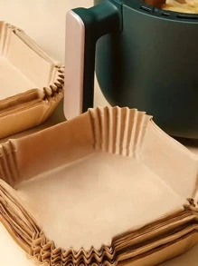 50入組紙製空氣炸鍋墊，烘焙用的羊皮紙，防黏蒸氣墊，8英寸空氣炸鍋廚房墊，空氣炸鍋紙，空氣炸鍋配件 - 棕色 - 查看 3