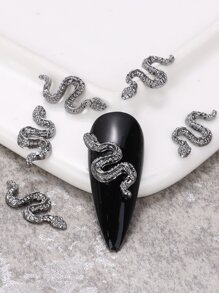 5入組黑色蛇美甲配件裝飾用品蛇裝飾用品DIY美容院適用於假期指甲片 - 黑色 - 查看 1
