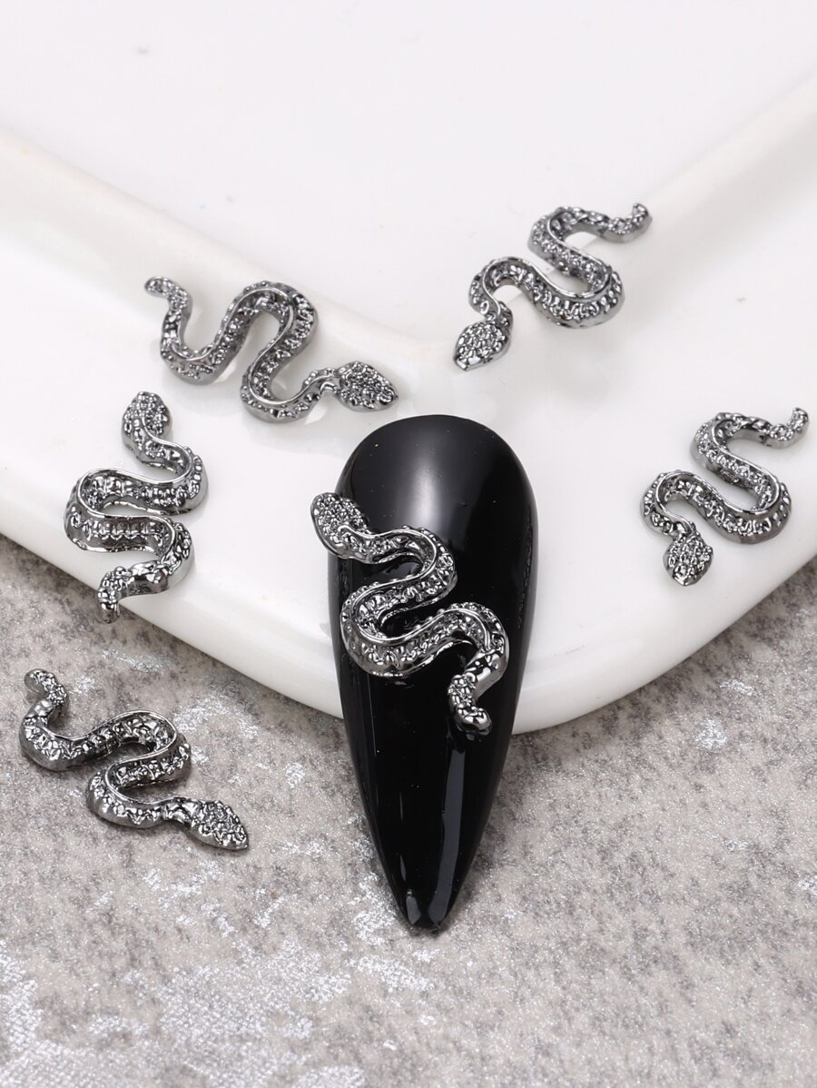 5入組黑色蛇美甲配件裝飾用品蛇裝飾用品DIY美容院適用於假期指甲片 - 黑色 - 查看 1