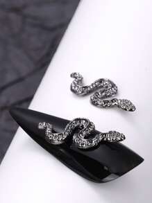 5入組黑色蛇美甲配件裝飾用品蛇裝飾用品DIY美容院適用於假期指甲片 - 黑色 - 查看 2