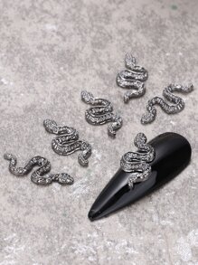 5入組黑色蛇美甲配件裝飾用品蛇裝飾用品DIY美容院適用於假期指甲片 - 黑色 - 查看 6