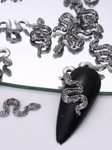 5入組黑色蛇美甲配件裝飾用品蛇裝飾用品DIY美容院適用於假期指甲片 - 黑色 - 查看 5