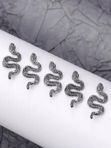 5入組黑色蛇美甲配件裝飾用品蛇裝飾用品DIY美容院適用於假期指甲片 - 黑色 - 查看 3