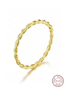 1 Máy Tính Đa Năng Thật S925 Bạc Được Thiết Kế Tối Giản 2 Dây Vòng Xoắn Cho Nữ Cô Gái Có Niên Đại Tặng Bộ Trang Sức Viễn Chí Bảo - Vàng - Xem 3