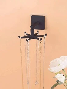 1 giá để đồ vòng cổ, giá đỡ trưng bày trang sức gấp xoay, kết hợp giá treo phụ kiện tóc treo tường và kệ đựng móc khóa - màu đen - Xem 1