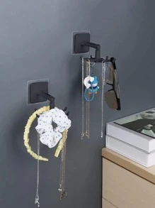 1 giá để đồ vòng cổ, giá đỡ trưng bày trang sức gấp xoay, kết hợp giá treo phụ kiện tóc treo tường và kệ đựng móc khóa - màu đen - Xem 2