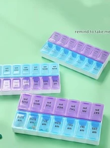 1入組藥物儲物盒，帶獨立開蓋，14隔層每日藥丸整理器分配器，適用於上午/下午劑量，便攜式旅行藥盒 - 彩色 - 查看 6