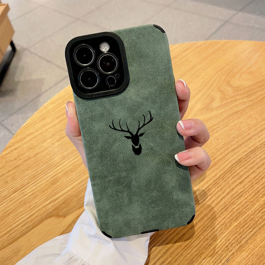 WeiMi Funda de teléfono con estampado de ciervos de color verde manzana, resistente al agua, a los golpes y a los arañazos - Verde - Ver 1
