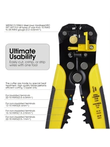 Automatic Self Adjusting Wire Stripper Tool, 10-24 AWG Wire Cutter for Electrical Cable Cutting, Crimping Tool - Yellow - View 3