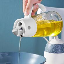 自動玻璃油壺帶把手防塵防滴廚房透明醬油醋省油調料瓶 - 白色 - 查看 1