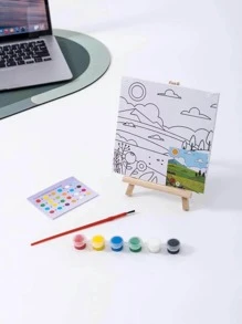 1pc Children's Graffiti Painting Set, Handmade Coloring Oil Painting Board - Multicolor - View 4