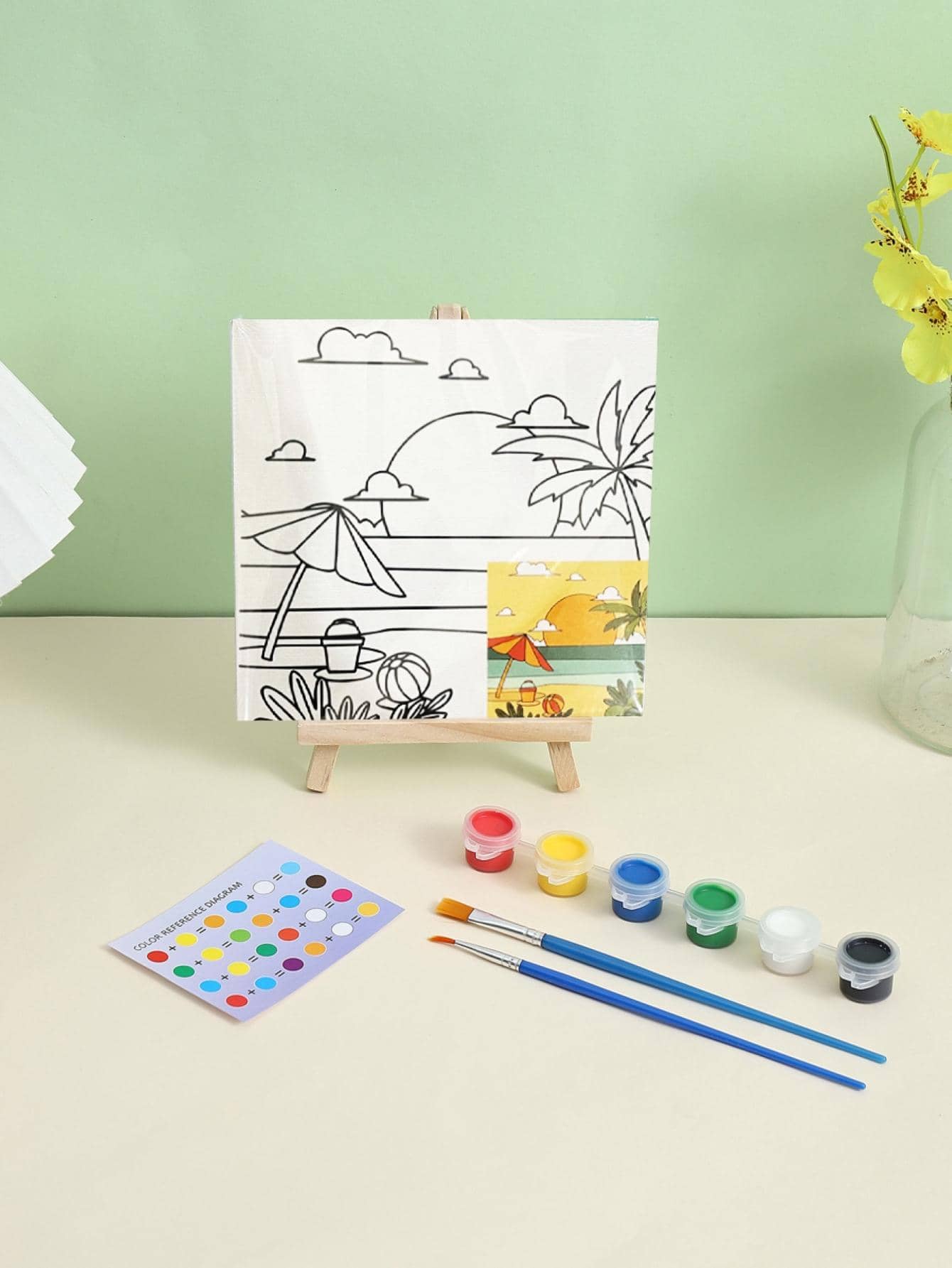 1pc Children's Graffiti Painting Set, Handmade Coloring Oil Painting Board - Multicolor - View 1