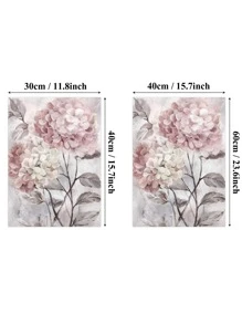 1入組粉色花朵帆布印刷品，花朵圖片，花卉牆壁藝術，現代繪畫腮紅灰色繡球花藝術品帶框，適合女式女孩臥室浴室 - 粉色 - 查看 5