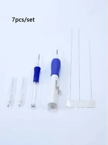 8 cái/bộ Len Nhựa Nỉ Chọc Kim, Len Nỉ Chọc Móc Thủ Công - Màu xanh lam - Xem 7