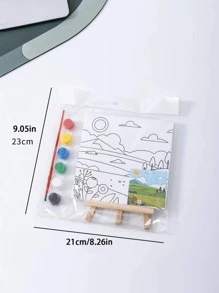 1入組孩子們塗鴉繪畫套裝手工塗料填充油畫板 - 彩色 - 查看 3