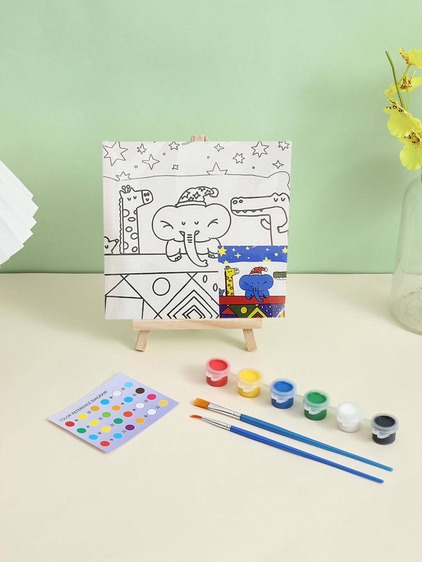1入組孩子們塗鴉繪畫套裝手工塗料填充油畫板 - 彩色 - 查看 1