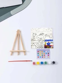 1入組孩子們塗鴉繪畫套裝手工塗料填充油畫板 - 彩色 - 查看 2