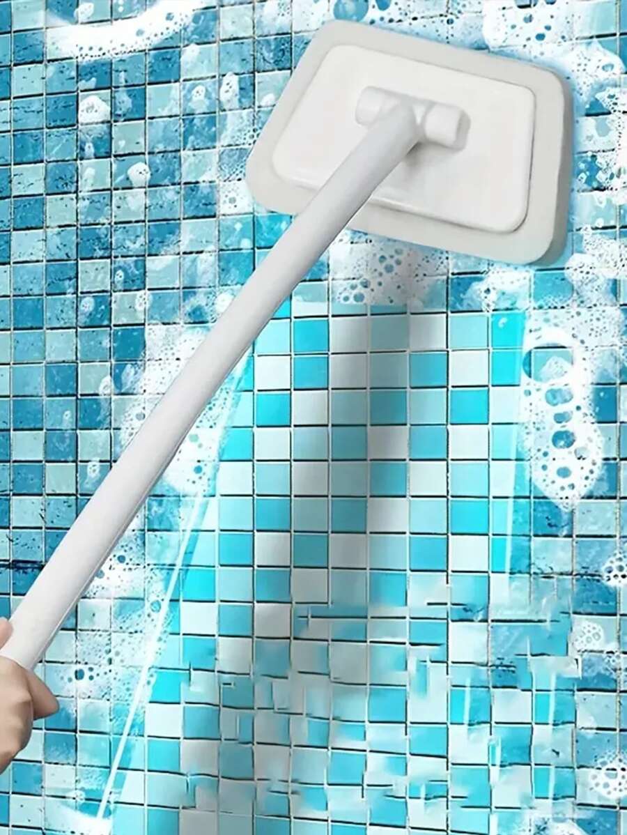 1入組多功能浴室牆刷可拆卸長柄家用地面浴缸清潔刷陶瓷製品瓷磚海綿清潔刷 - 白色 - 查看 1
