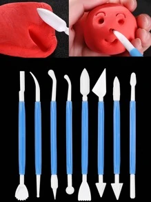 8pcs Blue Clay Sculpting Tools, Plastic Modeling Knives