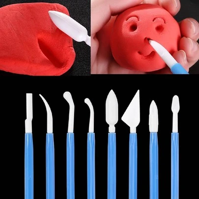 8pcs Blue Clay Sculpting Tools, Plastic Modeling Knives