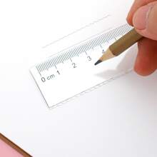 1 pieza Regla recta de plástico de 5cm con patrón de onda, transparente, para estudiantes de 1er grado de primaria, artículos de papelería, reglas - Multicolor - Ver 2