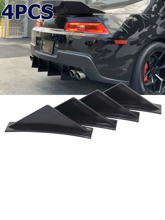 4pcs Rear Bumper Lip Diffuser Shark Fin Style Car Back Spoiler