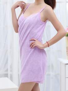 Ultra-fine Fiber Wearable Solid Color Beach Towel With Shoulder Straps, Dry Quickly, Suitable For Hotel Bathrobe Or Bath Skirt, Size: Large Towel - Purple - View 2