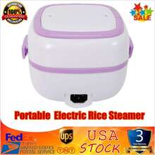 1L Electric Lunch Box Mini Rice Cooker Portable Food Steamer Stainless Steel USA - Purple - View 2