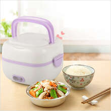 1L Electric Lunch Box Mini Rice Cooker Portable Food Steamer Stainless Steel USA - Purple - View 9