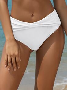 SHEKINI Traje de baño de una pieza con fondo de bikini de cintura alta para mujer con control de abdomen - Blanco - Ver 1