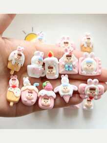 10 piezas mezcla aleatoria con figura de dibujos animados DIY Arete , Accesorio de pelo , Bisutería de resina Accesorio decorativo con parche , con pegamento - Multicolor - Ver 2