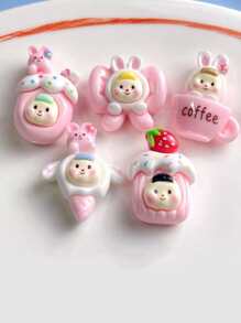 10 piezas mezcla aleatoria con figura de dibujos animados DIY Arete , Accesorio de pelo , Bisutería de resina Accesorio decorativo con parche , con pegamento - Multicolor - Ver 3