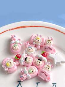 10 piezas mezcla aleatoria con figura de dibujos animados DIY Arete , Accesorio de pelo , Bisutería de resina Accesorio decorativo con parche , con pegamento - Multicolor - Ver 4