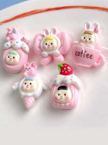 10 piezas mezcla aleatoria con figura de dibujos animados DIY Arete , Accesorio de pelo , Bisutería de resina Accesorio decorativo con parche , con pegamento - Multicolor - Ver 7