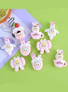 10 piezas mezcla aleatoria con figura de dibujos animados DIY Arete , Accesorio de pelo , Bisutería de resina Accesorio decorativo con parche , con pegamento - Multicolor - Ver 1