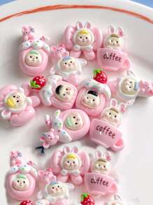 10 piezas mezcla aleatoria con figura de dibujos animados DIY Arete , Accesorio de pelo , Bisutería de resina Accesorio decorativo con parche , con pegamento - Multicolor - Ver 5