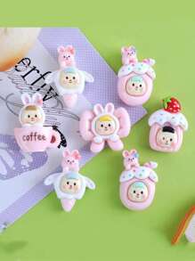 10 piezas mezcla aleatoria con figura de dibujos animados DIY Arete , Accesorio de pelo , Bisutería de resina Accesorio decorativo con parche , con pegamento - Multicolor - Ver 6