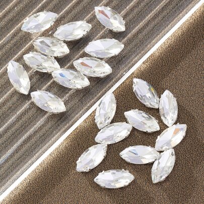 100 Miếng 7*15mm Ly Pha lê In Cái vuốt Đối với DIY May vá Quần áo , Giày dép , Túi ,